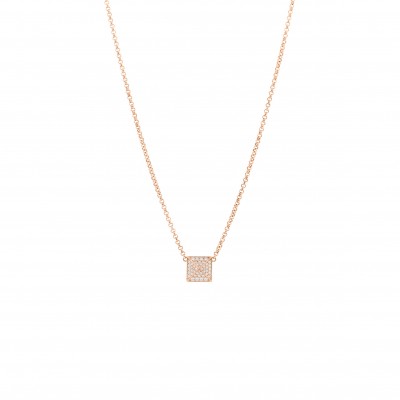 HERMÈS 18K ROSE GOLD DIAMOND GM CLOU D'H PENDANT NECKLACE 